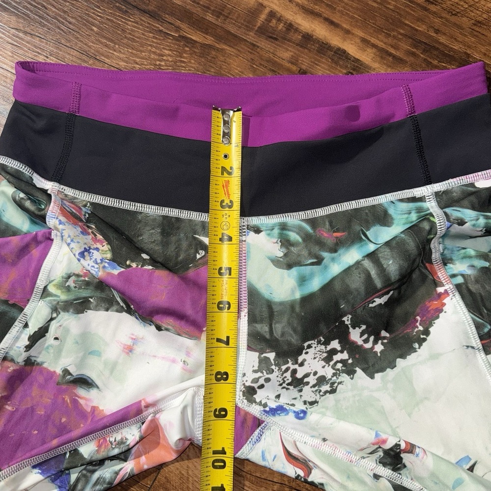 Lululemon Side Ruched Multicolor Swirl Marble Print Full Length Leggings Size 8 - Picture 3 of 10
